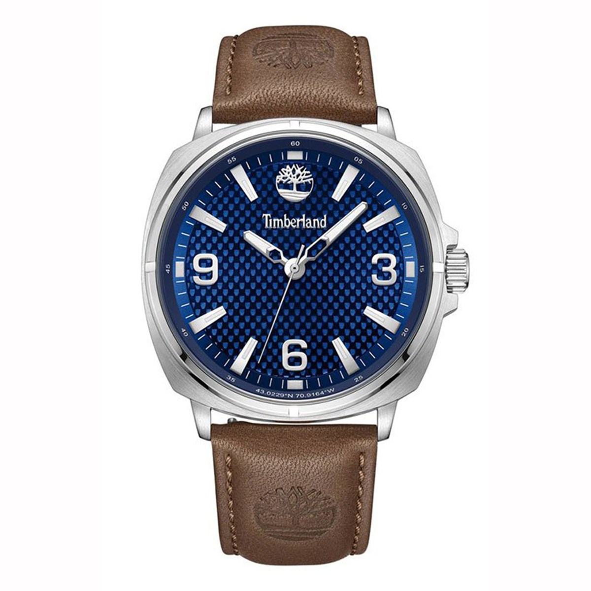 Montre Timberland Bailard cadran bleu cuir marron