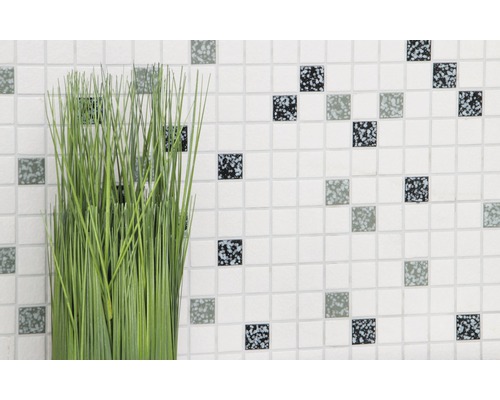 Mozaïek vierkant wit zwart blauw 30,5 cm x 30,5 cm x 5 mm