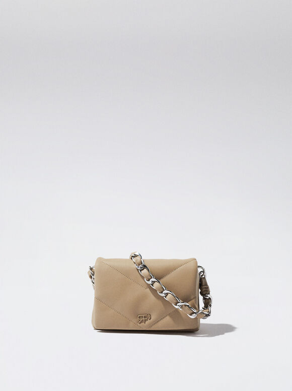 Bolsa pequena robusta com corrente - Marrom