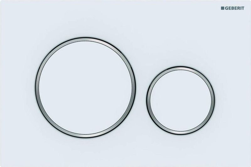 Geberit - Sigma 20 DF - Bedieningsplaat - Mat Wit - Glansverchroomde Ringen
