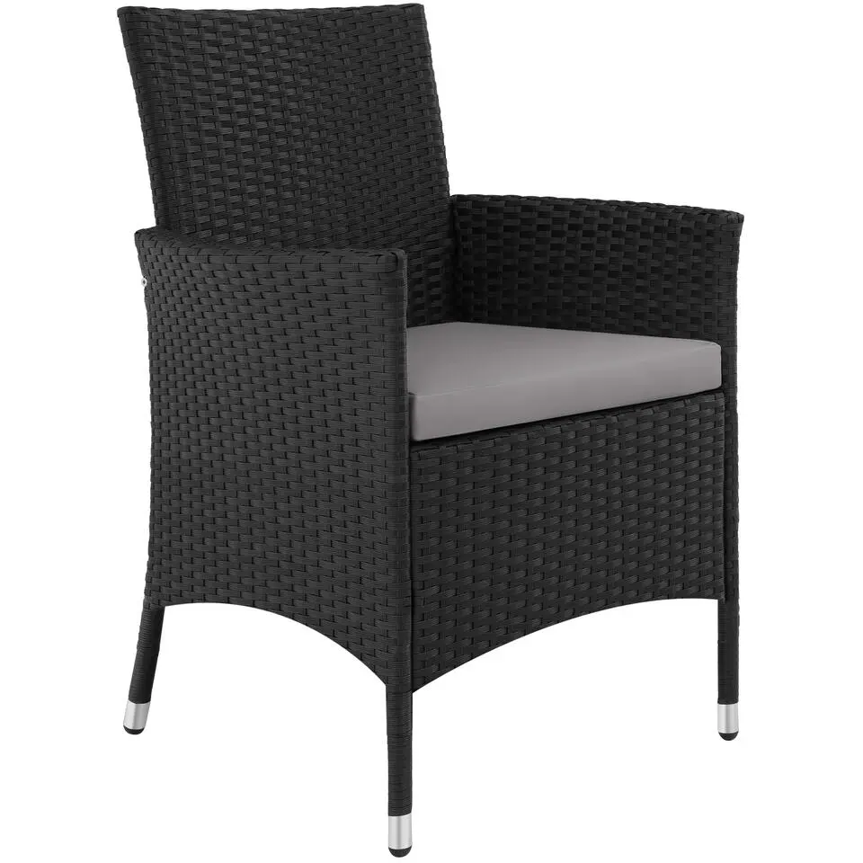 tectake - tuinset Porto 6   1 - wicker - zwart / grijs
