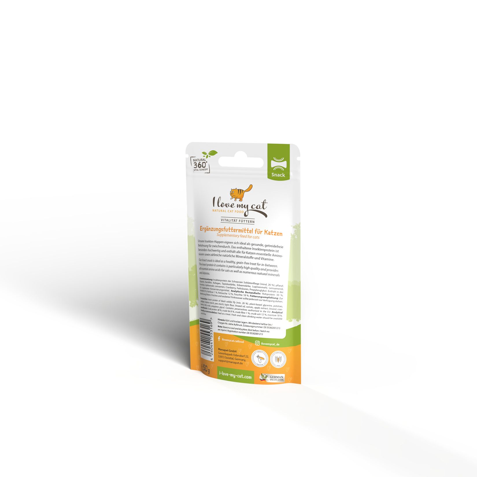 I love my cat Gesunde Getreidefreie Belohnung für Katzen - Insekten-Soft-Snack