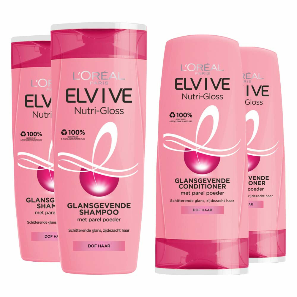 L'Oréal Elvive Nutri-Gloss - Shampoo 2x 250 ml & Conditioner 2x 200 ml - Pakket