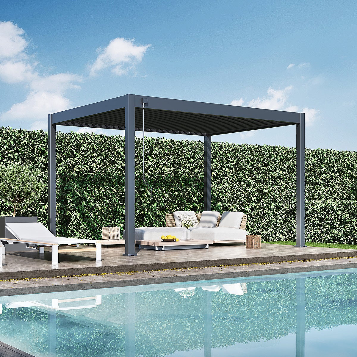 Weide Classic aluminium-stalen paviljoen 3 x 4 m antraciet pergola vrijstaand met paaldikte 11,6 cm x 11,6 cm
