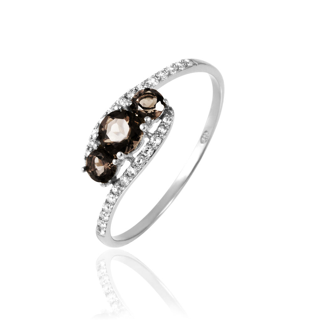 Bague Chloe Or Blanc Quartz Et Oxyde De Zirconium