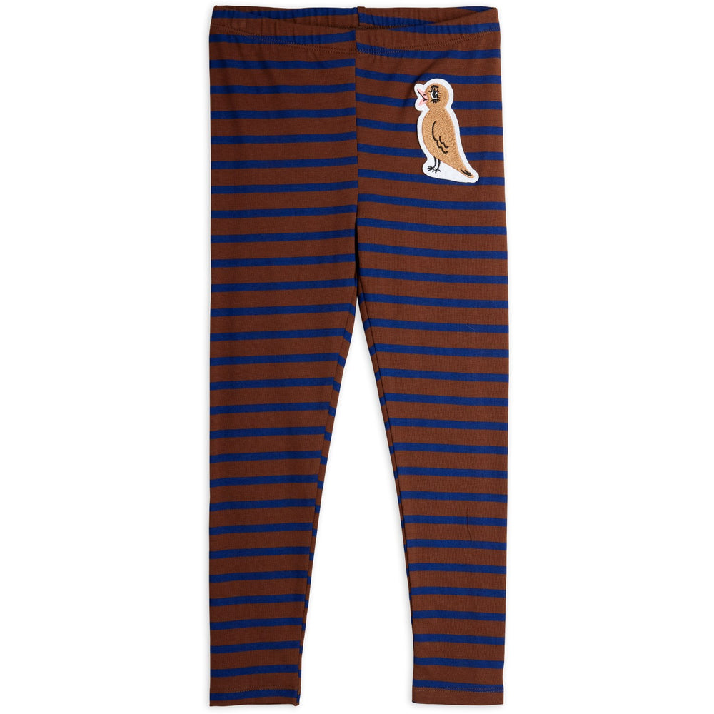 Køb Mini Rodini Brown Stripe Bird Patch Leggings