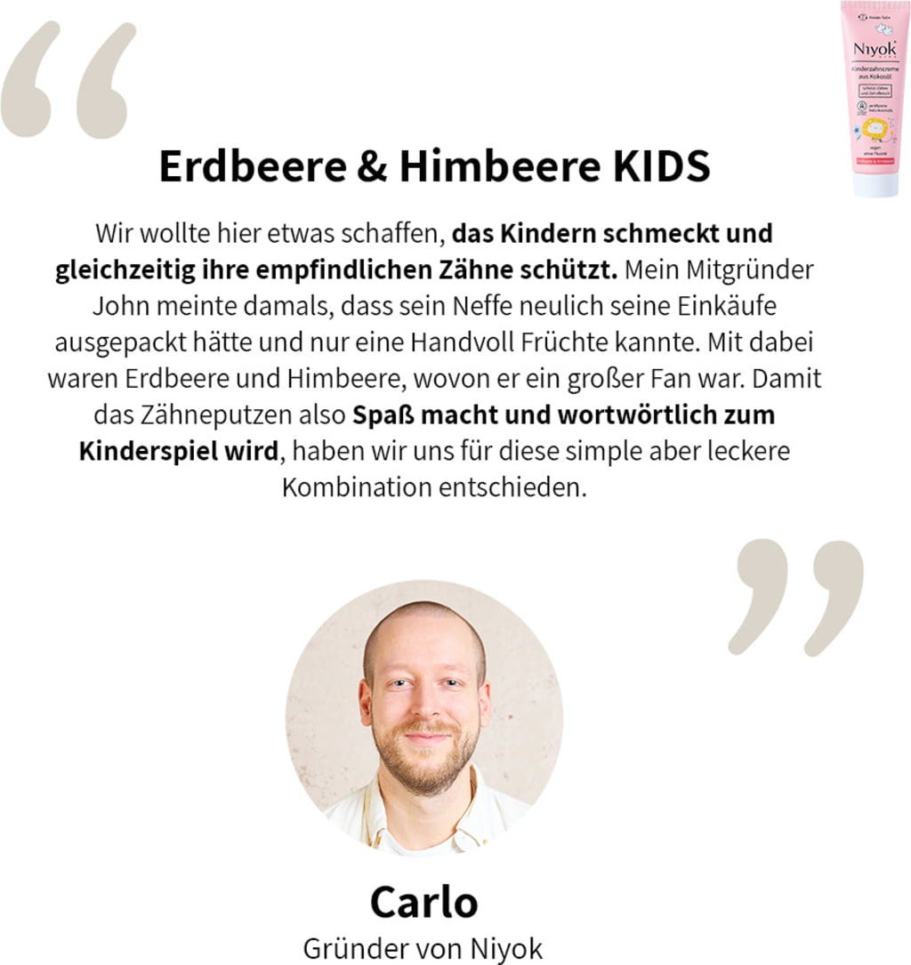 Niyok  Kids Zahncreme Erdbeere & Himbeere, 75 ml
