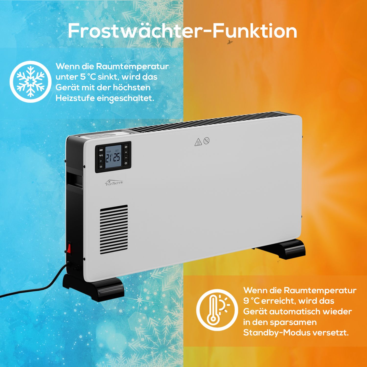 TroniTechnik® TT-KH-102 Heizgerät Konvektor Radiator Heizung stufenlose Thermosteuerung (1000W / 1.300W / 2.300W)