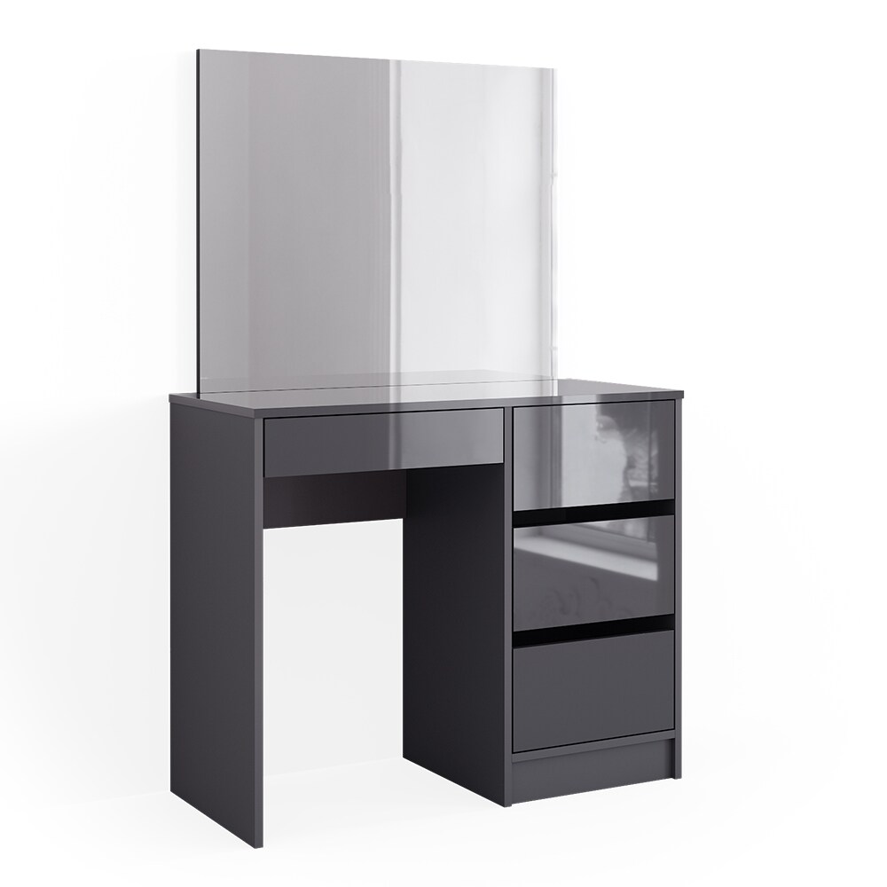 Vicco Schminktisch Sherry Anthrazit Hochglanz, 90 x 75 cm, Spiegel, Frisiertisch