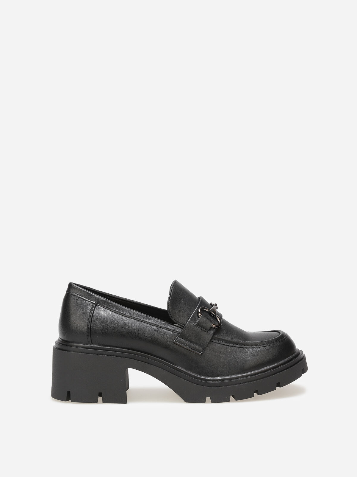 Mocassins à talon et semelle crantés- Noir