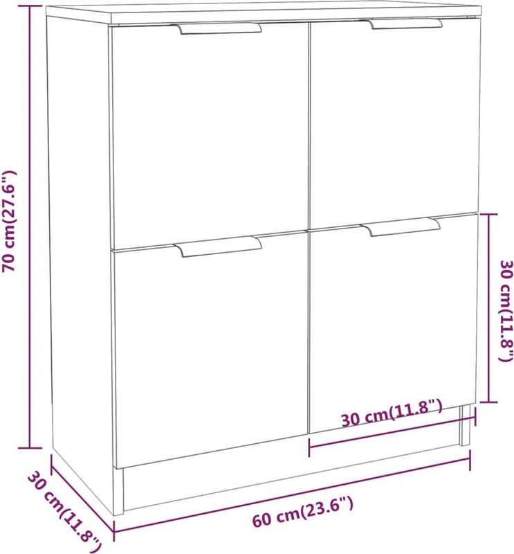 vidaXL - Dressoirs - Bruin - Bewerkt Hout - Set van 2
