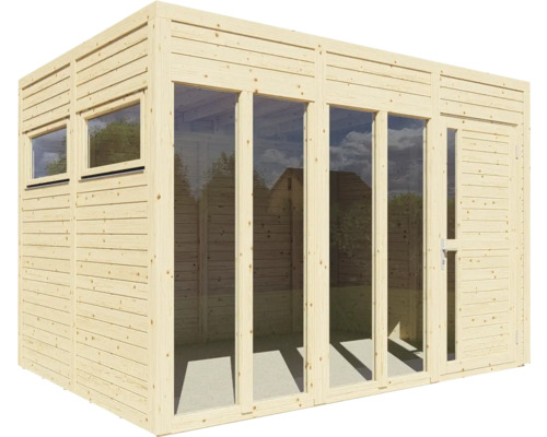 Bertilo Cubo 3 Kantoor tuinhuis inclusief vloer, 336 x 240 cm, natuurlijke afwerking