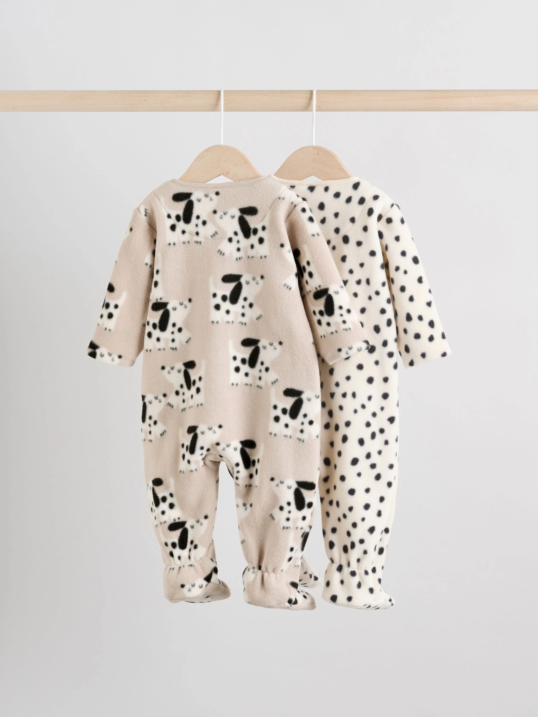 Neutraal - Set van 2 baby-onesies van microfleece met tweewegrits