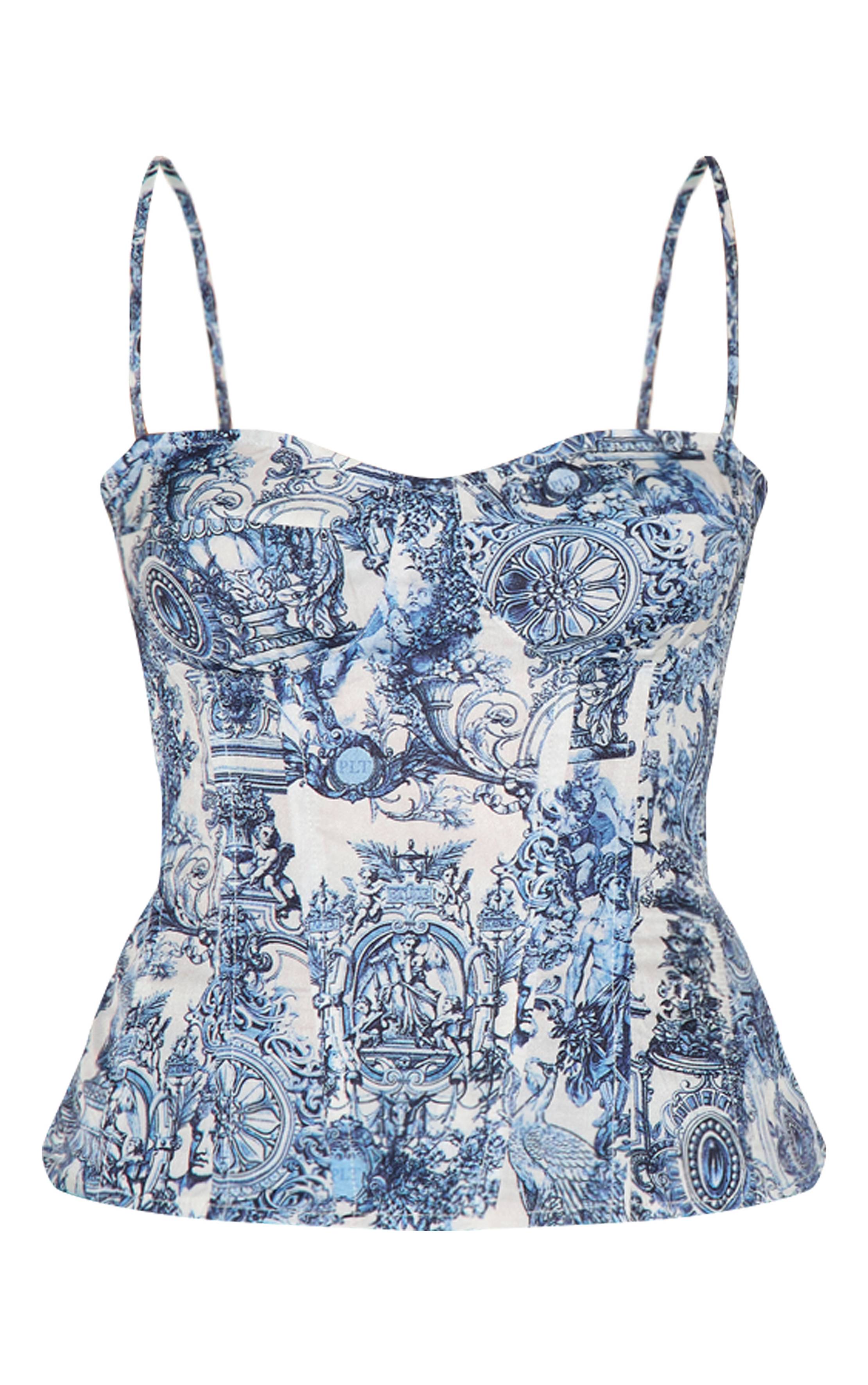 Bleu Top Corset Structuré