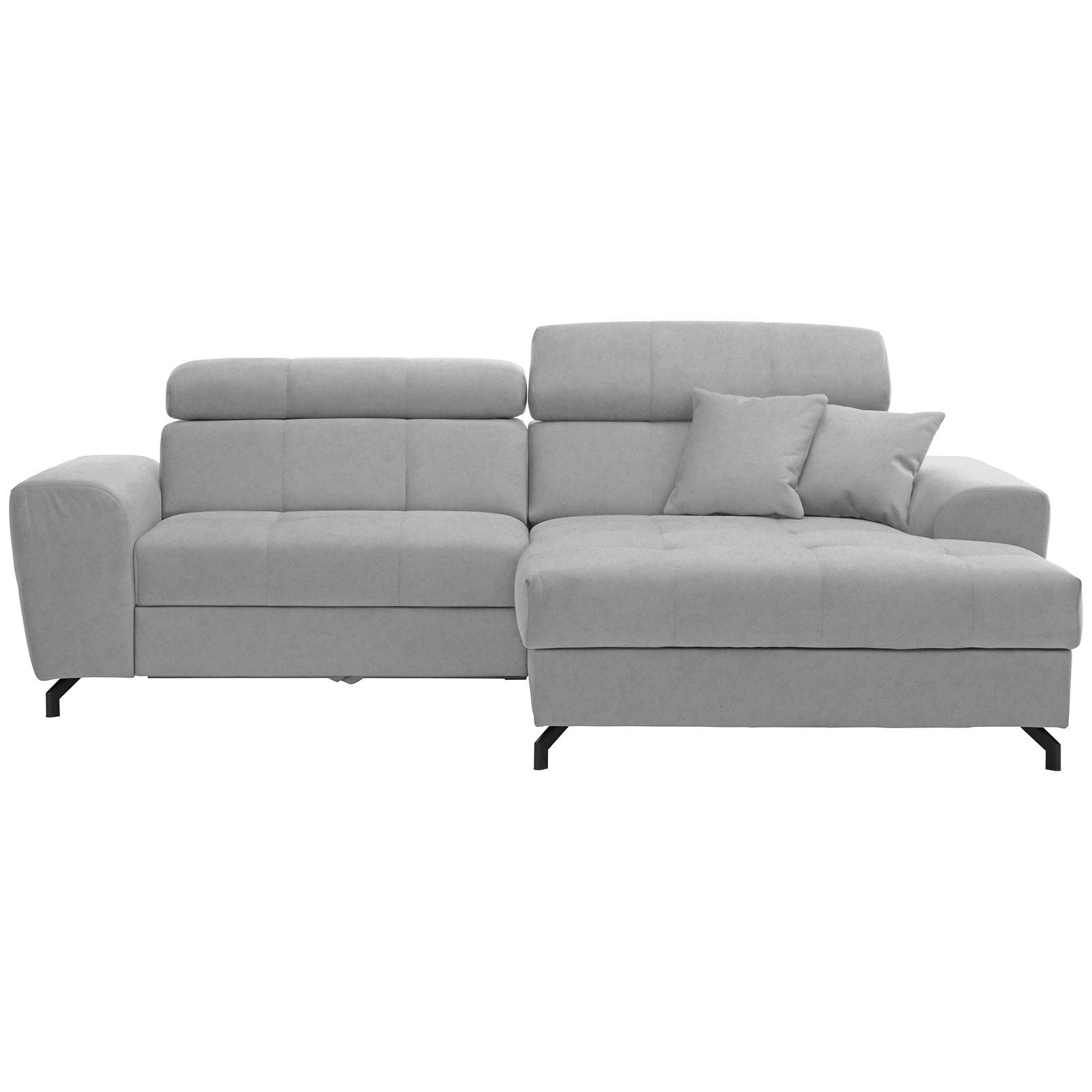 Ecksofa - silber - Samt - mit Liegefunktion - Recamiere rechts