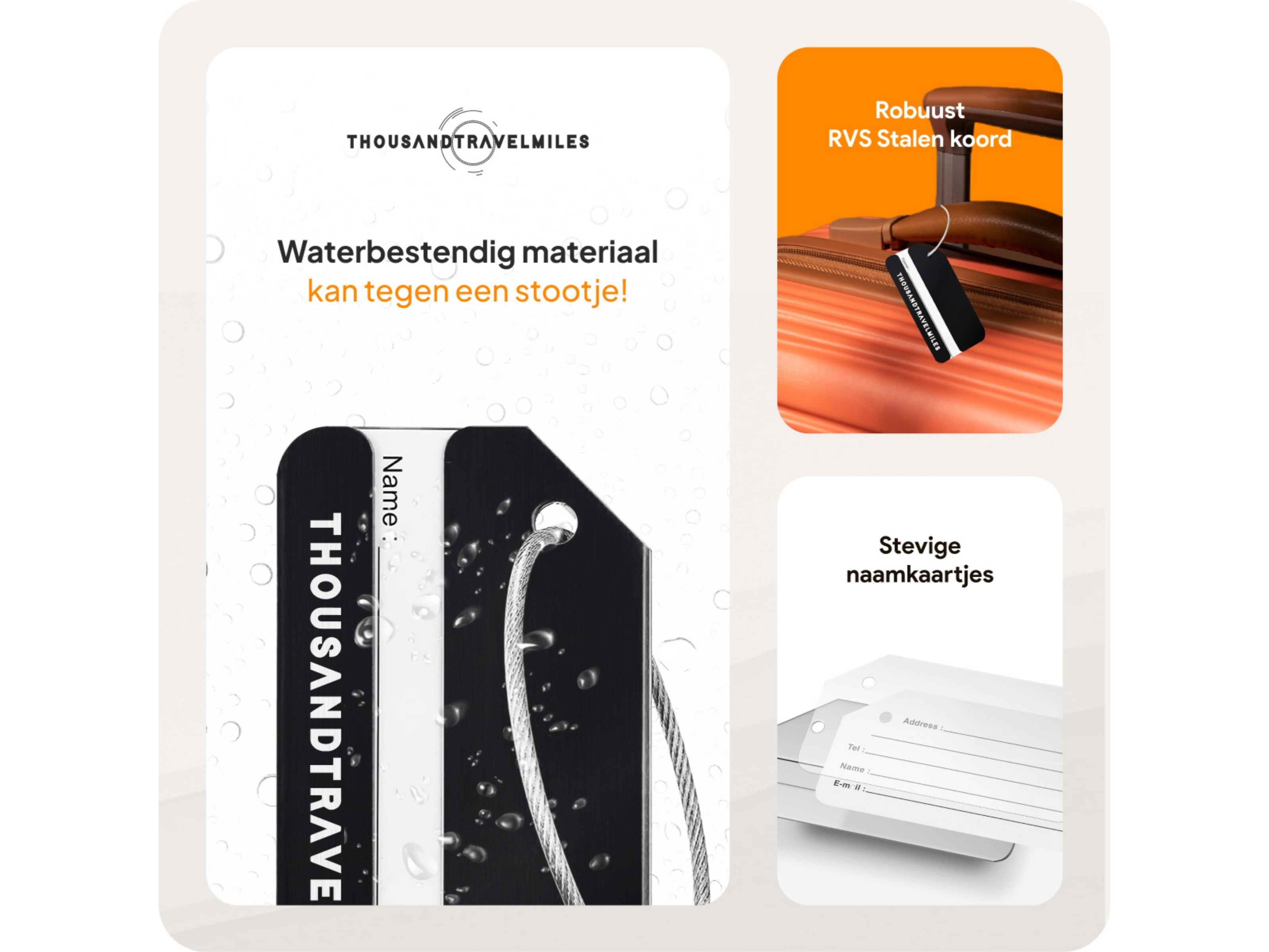Thousandtravelmiles set van 4 Aluminium Bagagelabels - Black