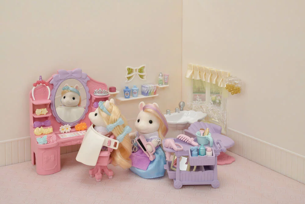 FIGURINE - LA MAMAN PONEY ET SON KIT DE COIFFURE - SYLVANIAN FAMILLES