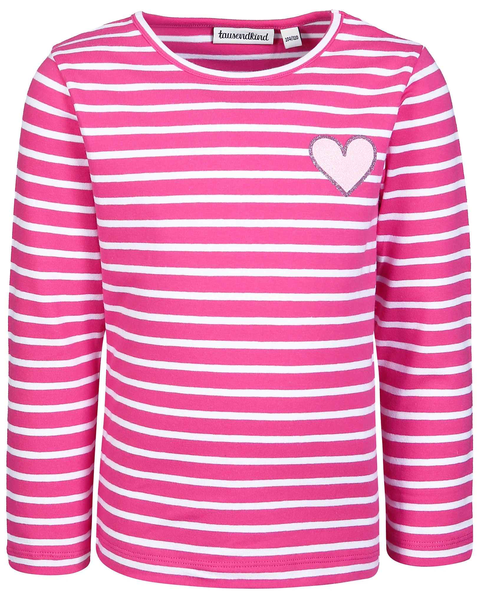 Langarmshirt SMALL HEART gestreift in pink/weiß
