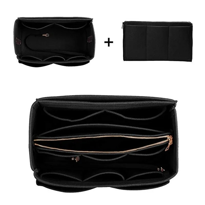 (30x18cm) Stoff Universal Handtaschen Organizer Taschen Aufbewahrungs Einsatz - Schwarz