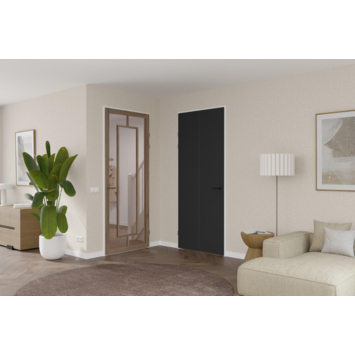 Arne & Bodil binnendeur ABE108 brons glas - donker eiken houtlook afwerking