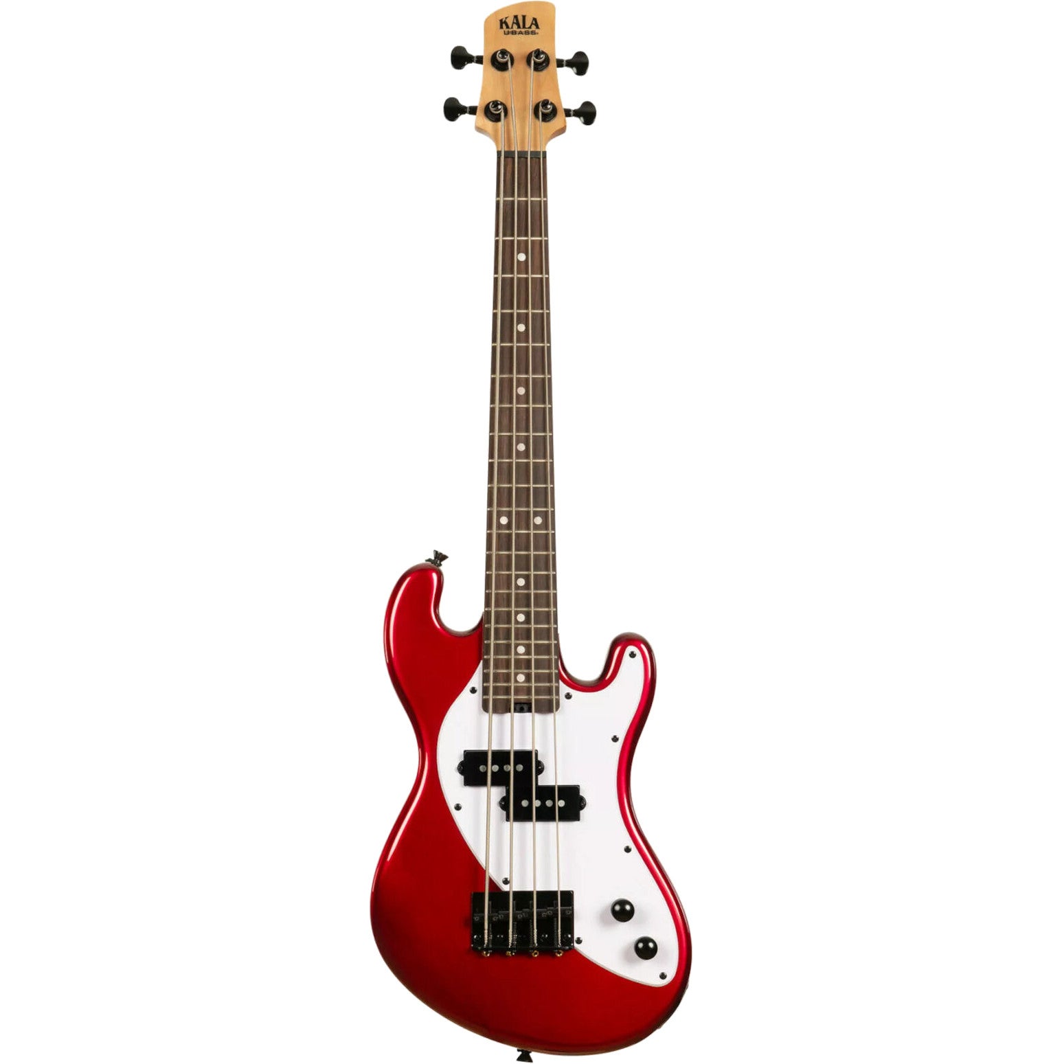 Kala Solid Body 4-String Fretted U-Bass Candy Apple Red elektrische basgitaar met gigbag