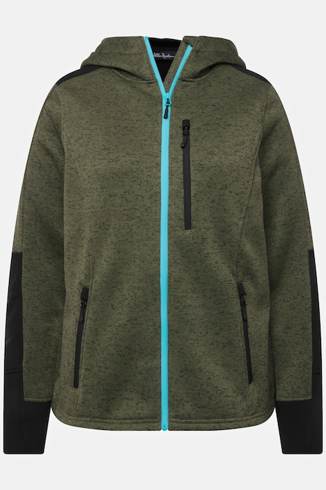 Fleecejacke, Reflektordruck, Kapuze, Daumenloch