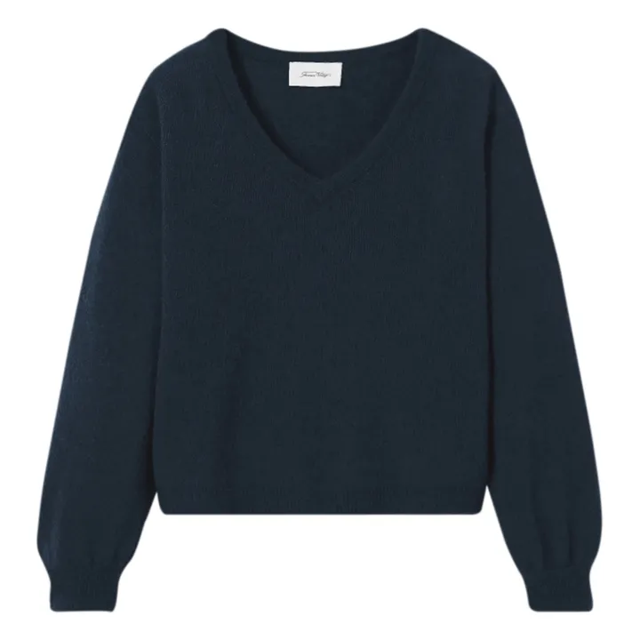 American Vintage Pull Boule Col V Razpark Laine | Bleu marine