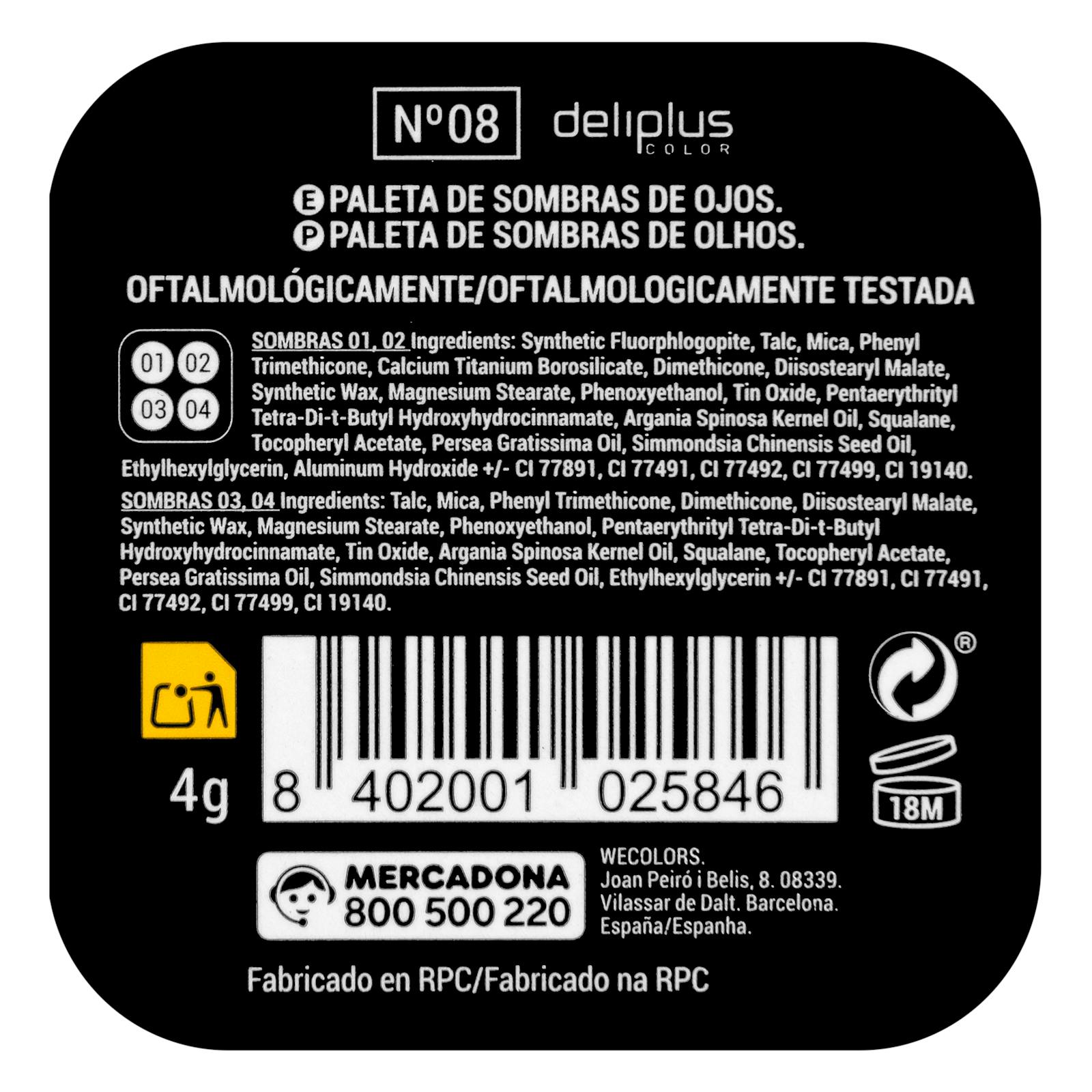Palette de fards à paupières nude Deliplus 08