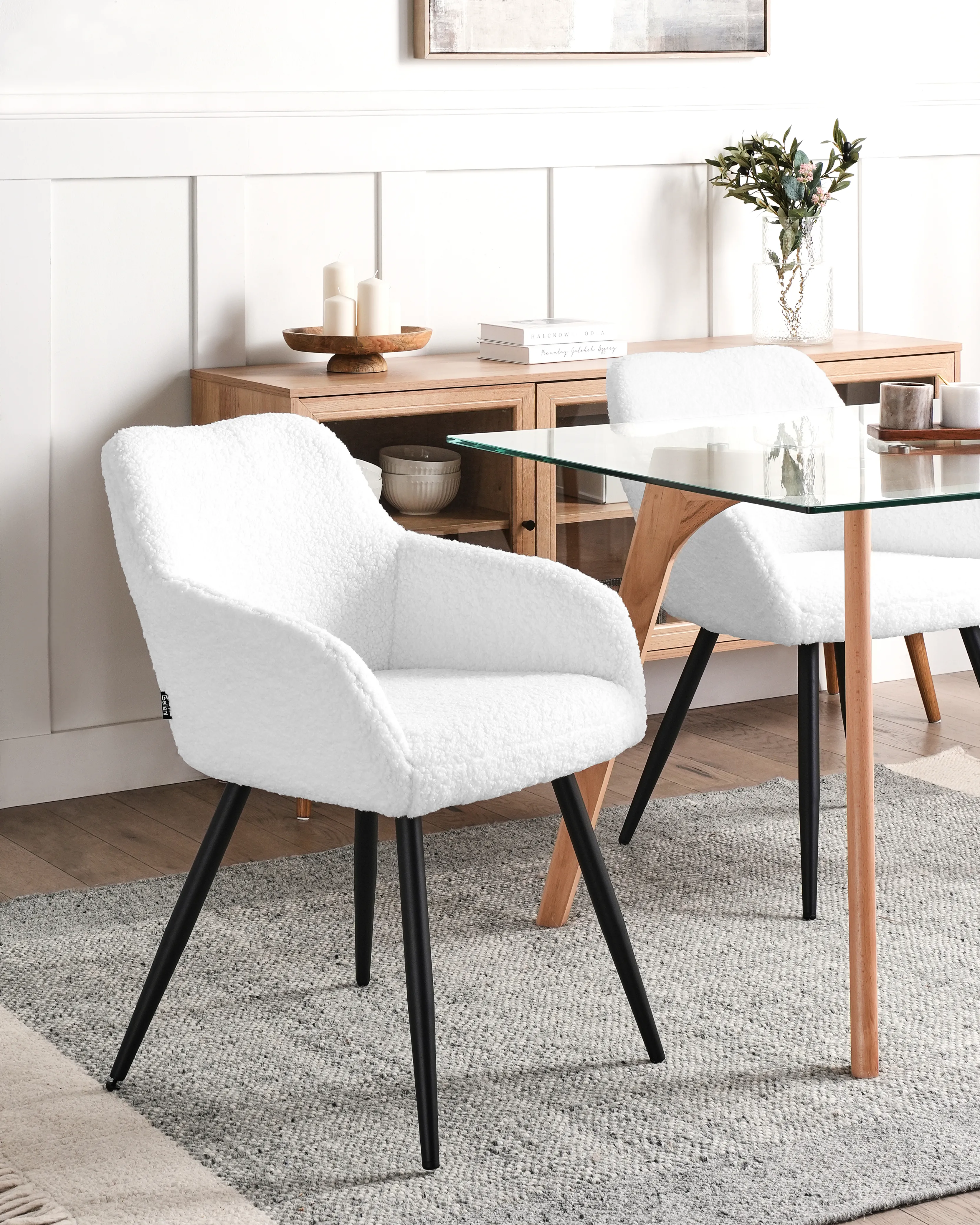 Set van 2 eetkamerstoelen CASMALIA Bouclé Gebroken wit