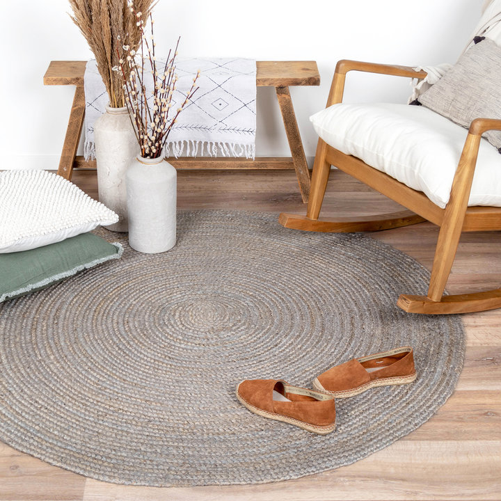 Jute vloerkleed - Fair Rond Grijs | 100% natuurlijk