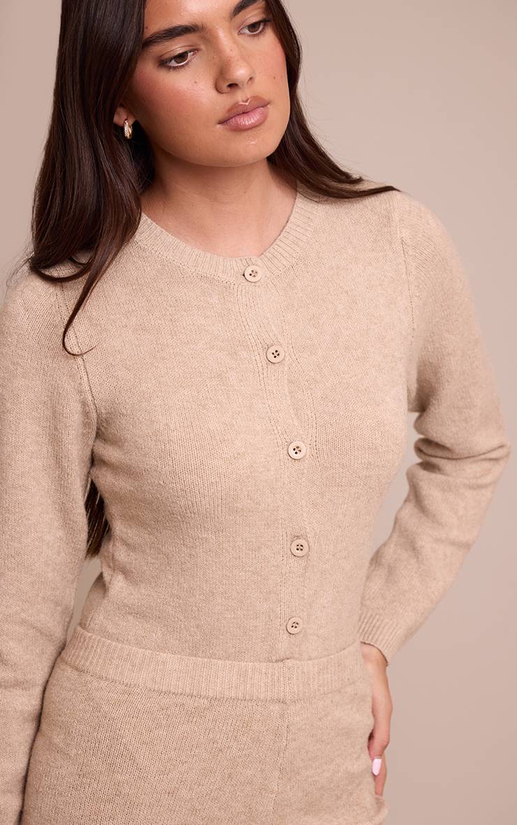 Taupe Body En Maille Douce À Boutons