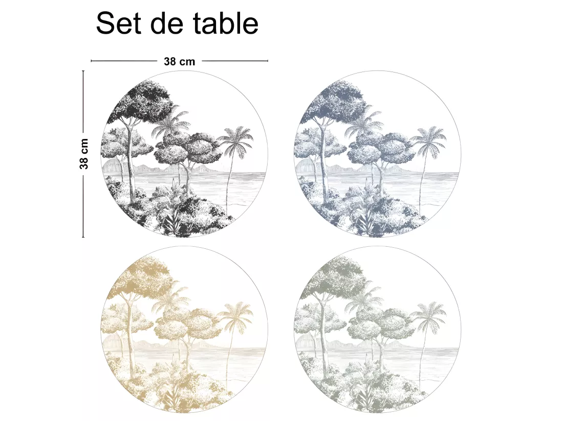 Lot de 4 sets de table L 38xl 38cm - Mix La Plage - Vinyle