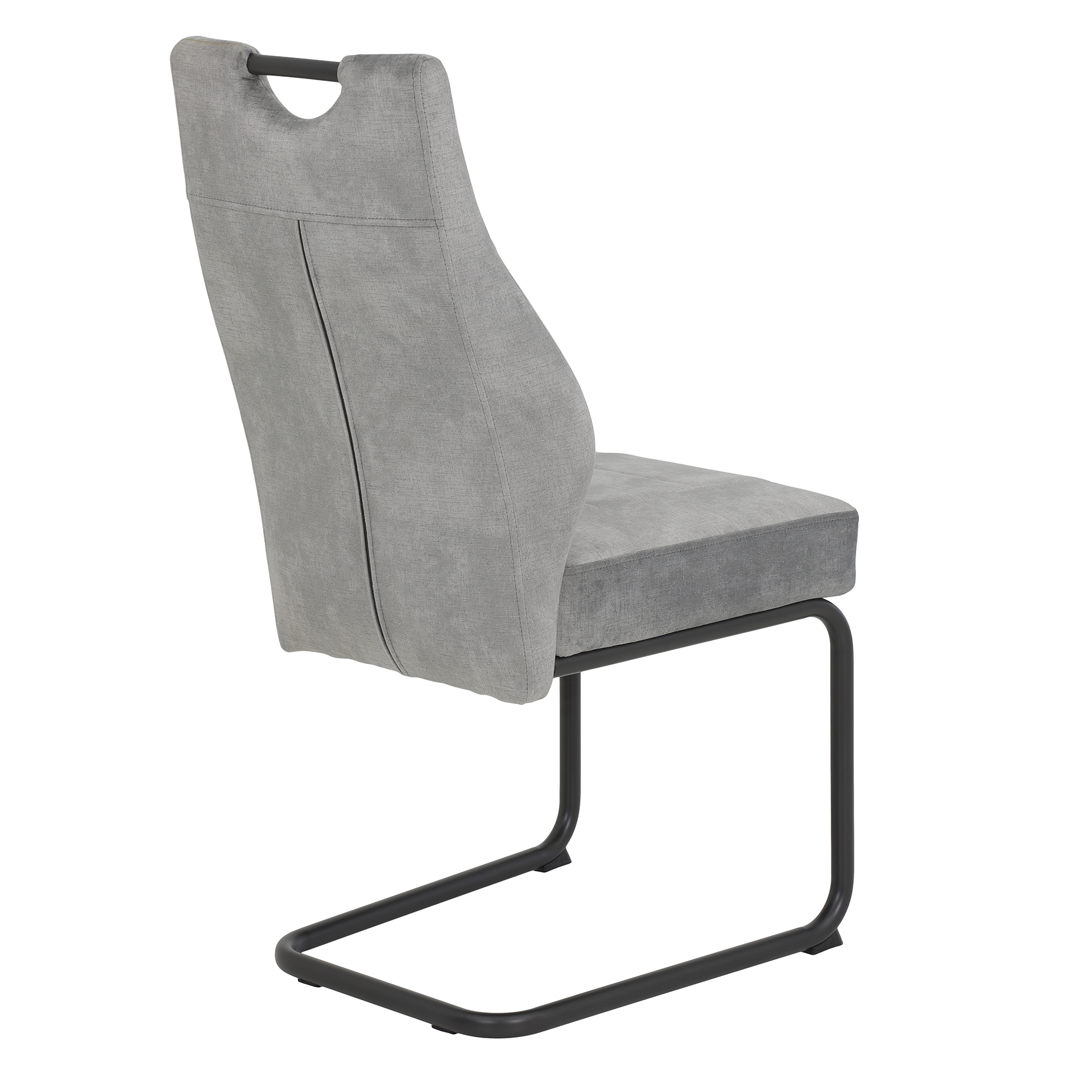 4er-Set Schwingstühle - Vintage silber - Samtvelour