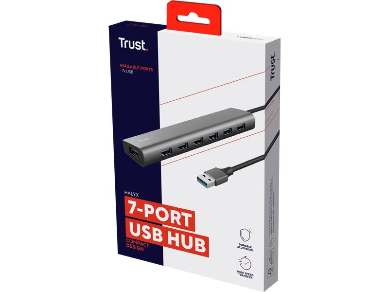 Trust USB-Hub Halyx 7C Leichter und kompakter Hub mit 7 USB-A-Ports