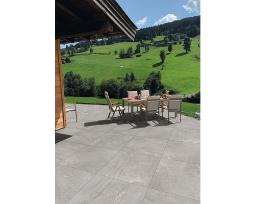 Terrastegel van porseleinsteen Alpen Grigio met gerectificeerde rand 60 x 60 x 2 cm