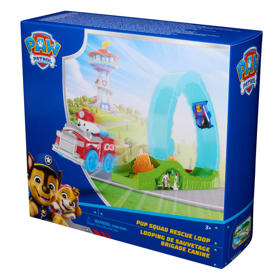 PAW Patrol Pup Squad-reddingslooping baanspeelset met speelgoedauto's