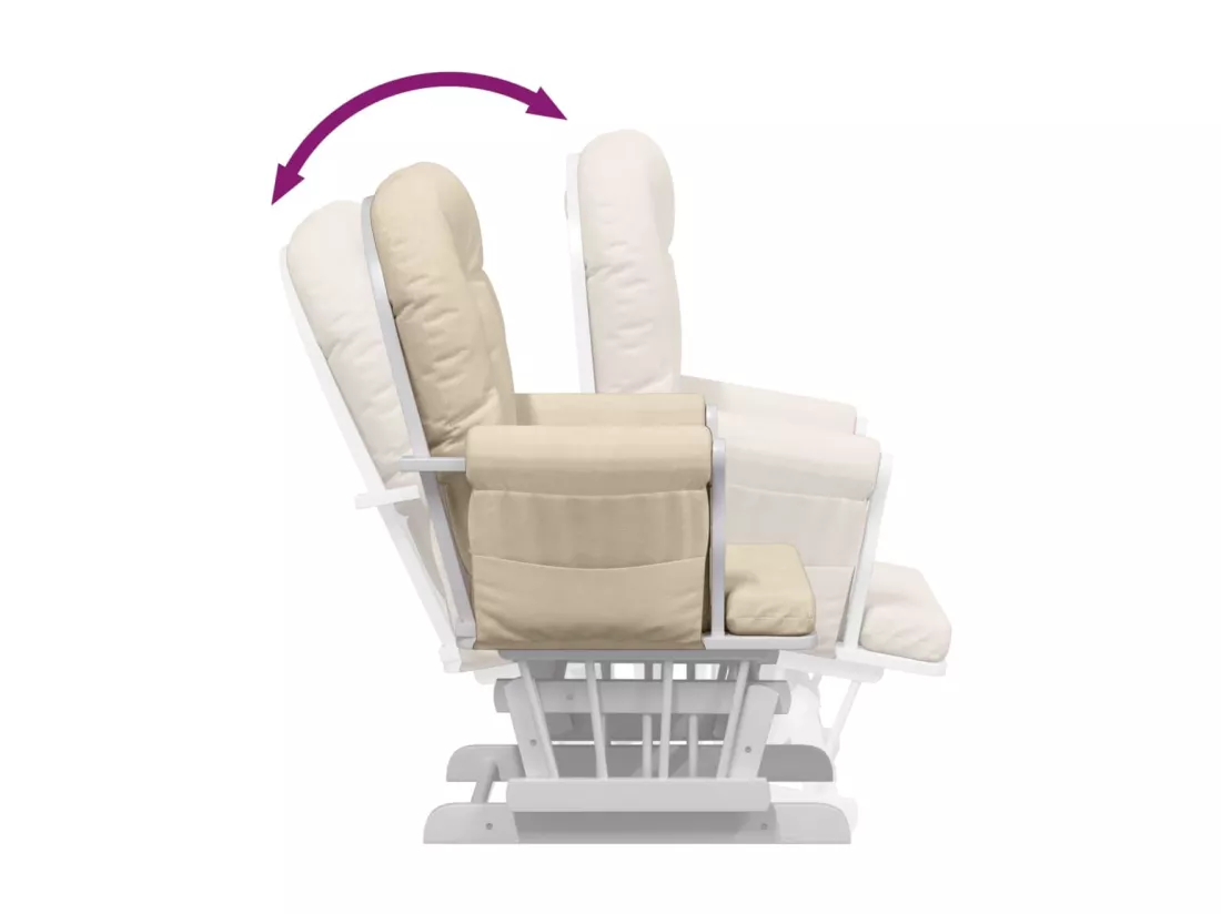 Chaise berçante avec repose-pied Blanc crème Tissu