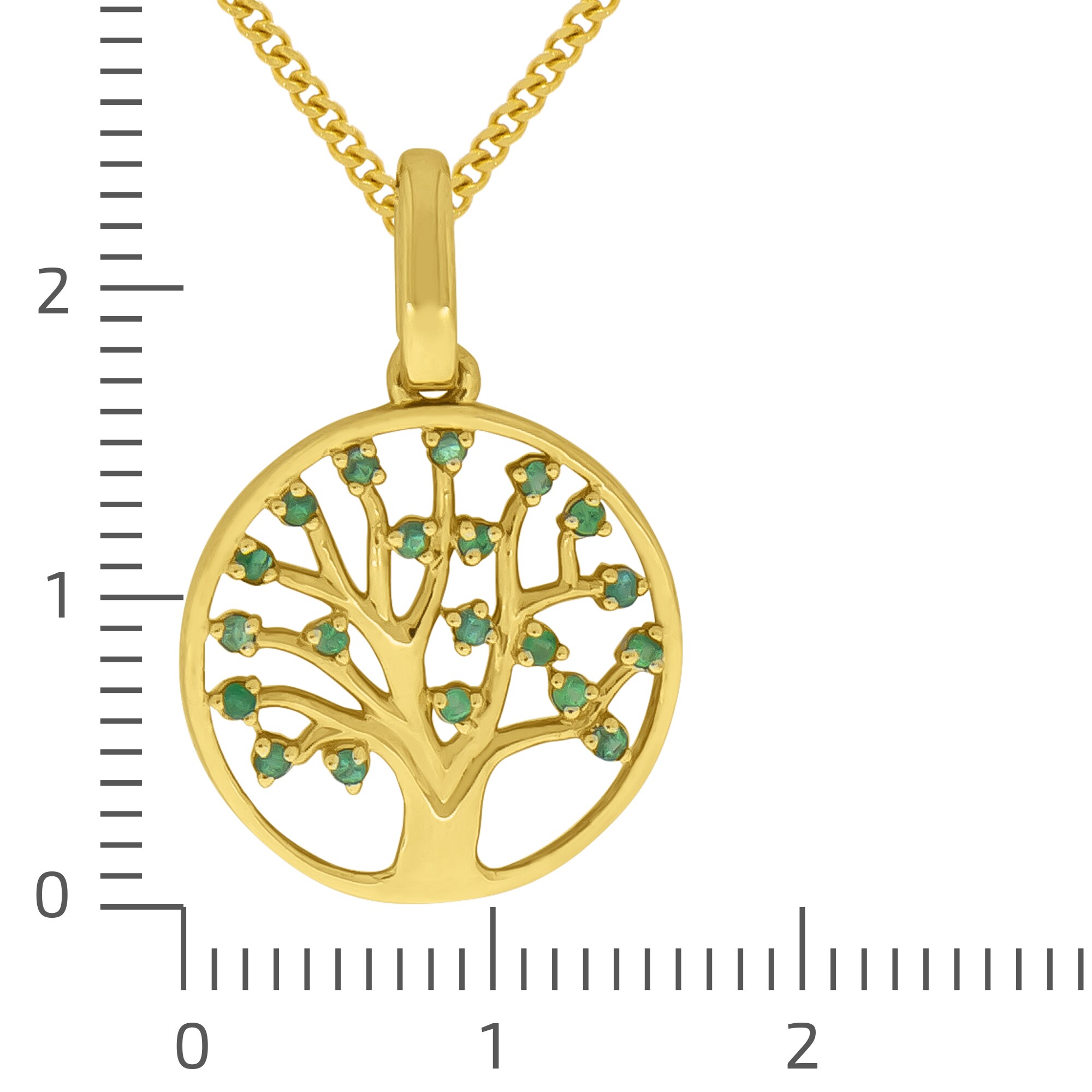 Fascination by Ellen K. Halskette Gold 375Lebensbaum mit Smaragd