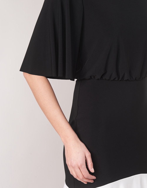 Lauren Ralph Lauren - ELBOW SLEEVE DAY DRESS Negro / Blanco