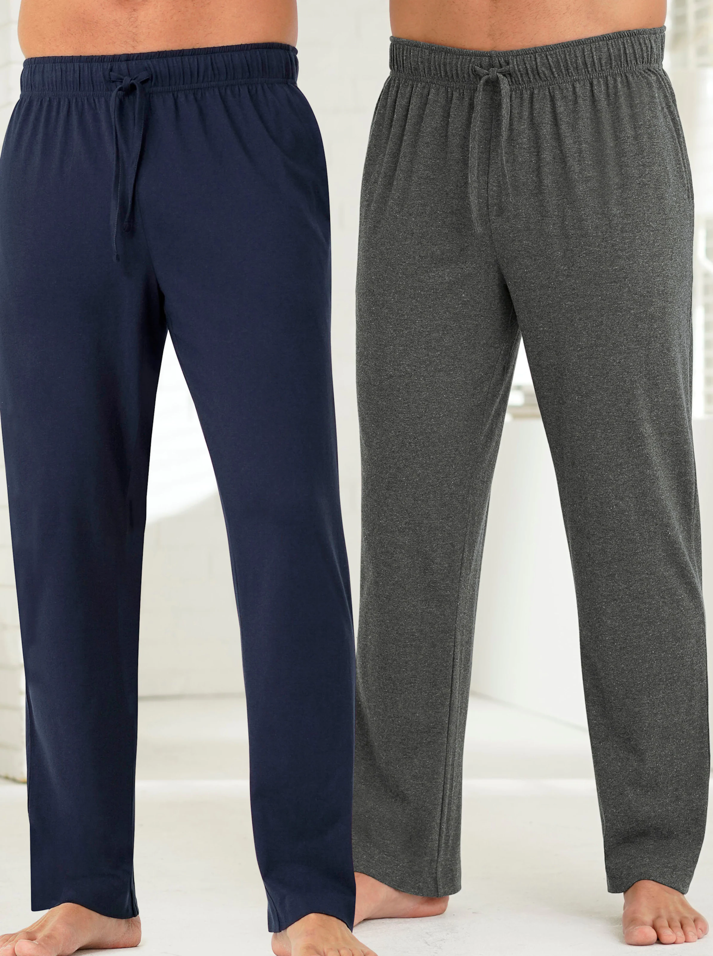 wäschepur men Hose lang in blau + grau-meliert