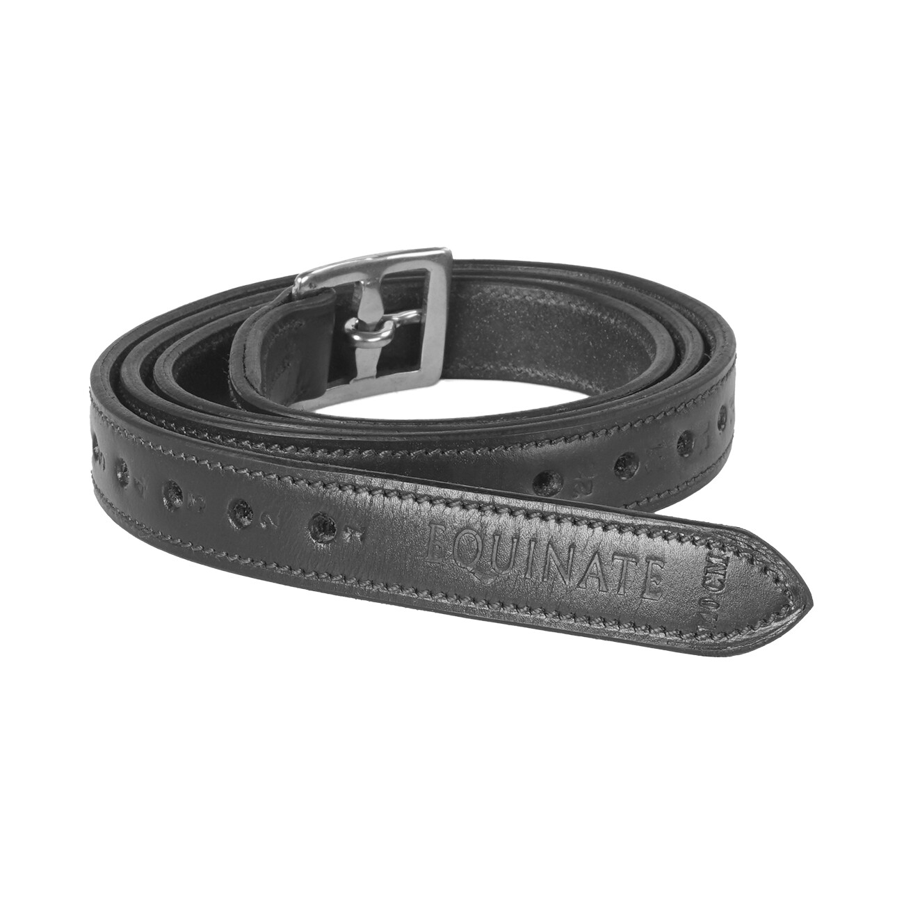 Equinate Leder Steigbügelriemen Superior mit Edelstahlschnallen schwarz 1,5 m