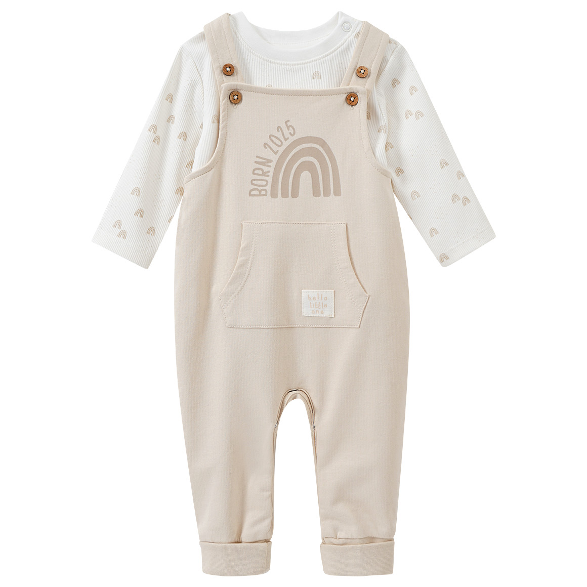 Topomini Pure Collection Newborn Strampler und Langarmshirt Born 2025 beige / weiss