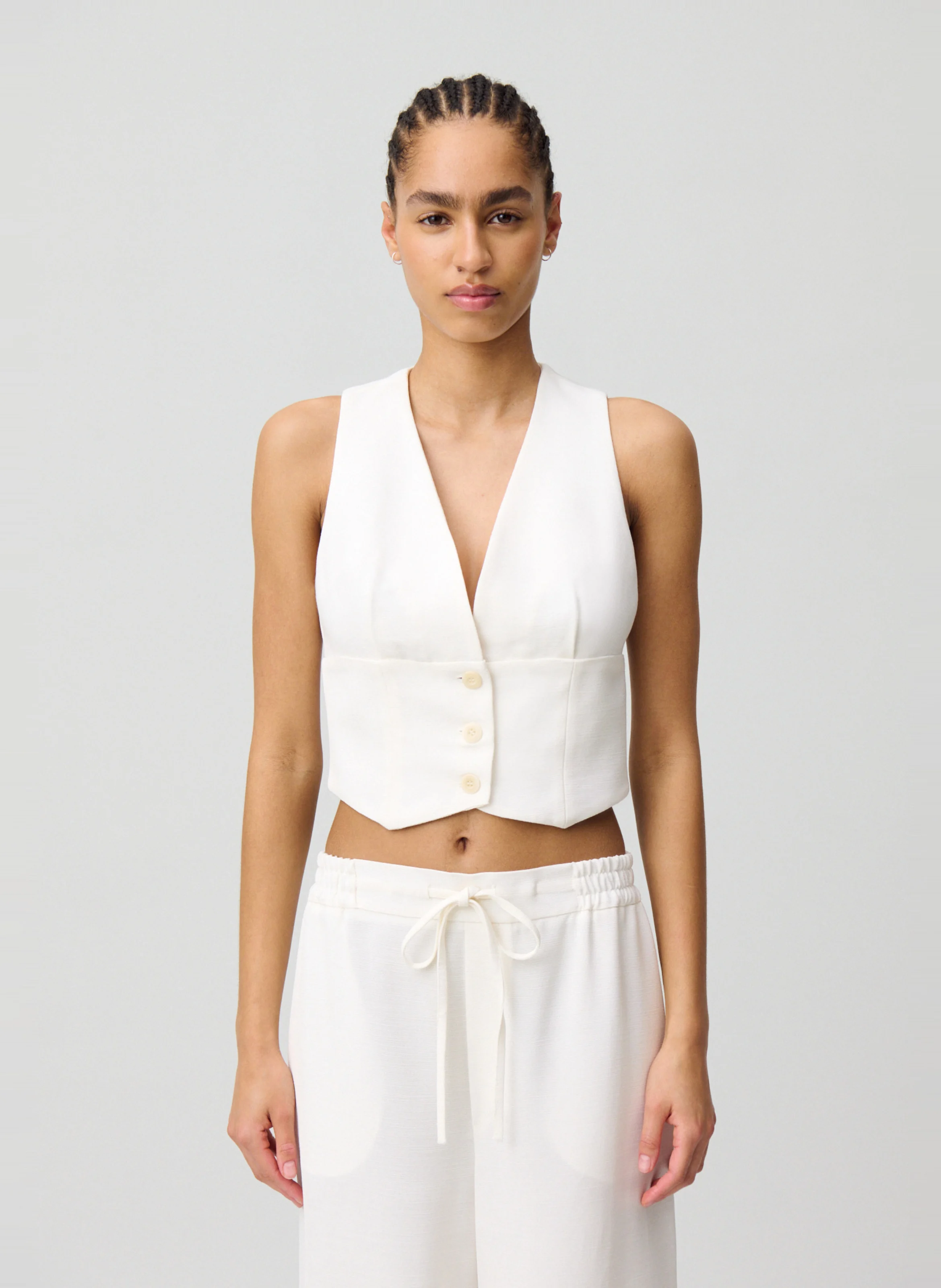 Top veston boutonné | Blanc
