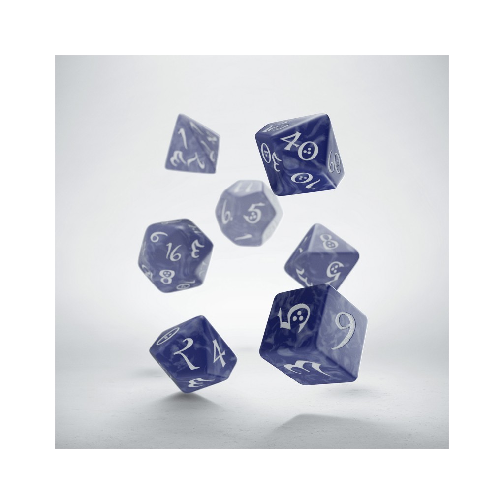 Set de dés Elfe Classic - Cobalt et Blanc
