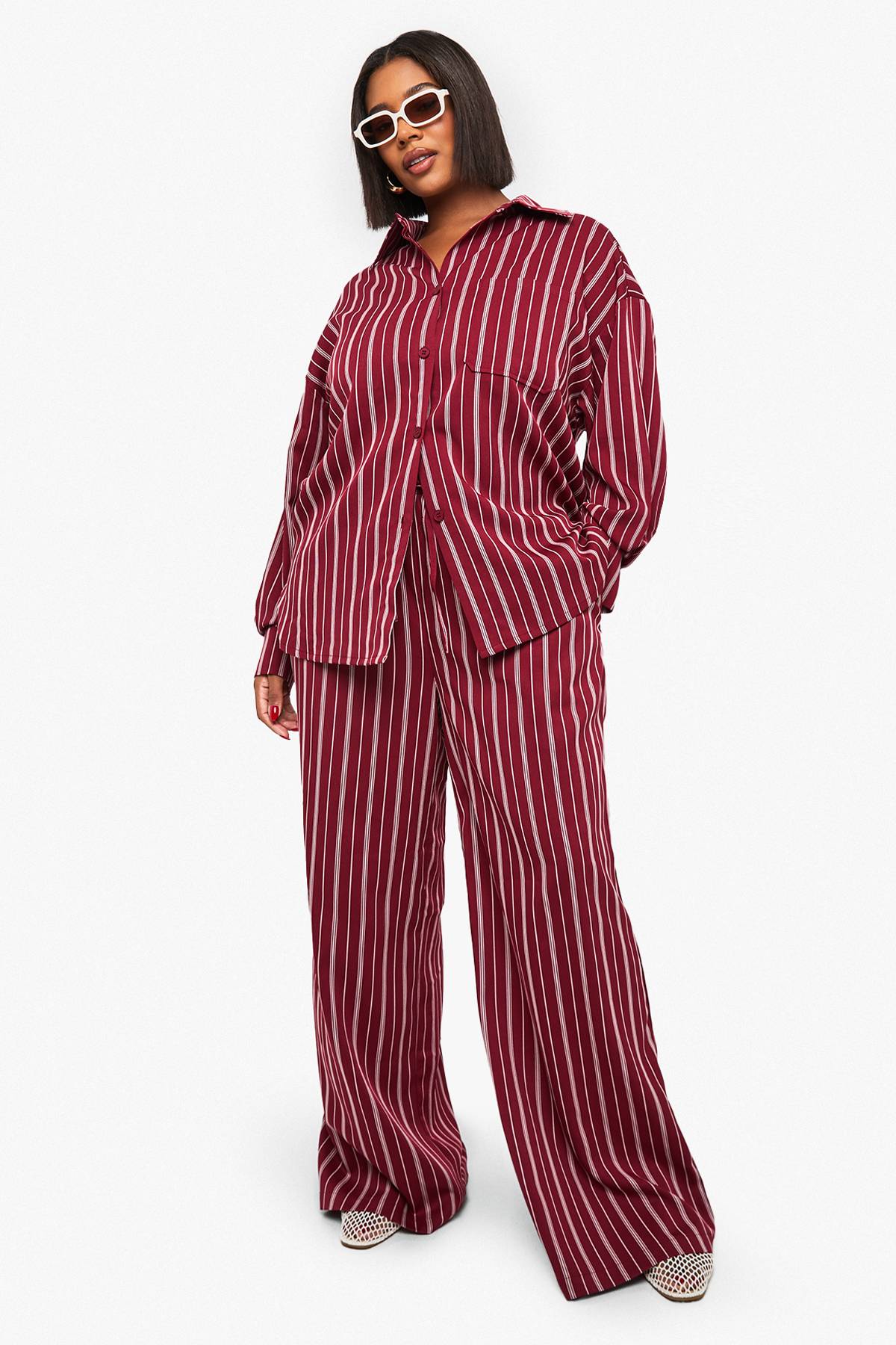 boohoo Chemise à rayures oversize Plus