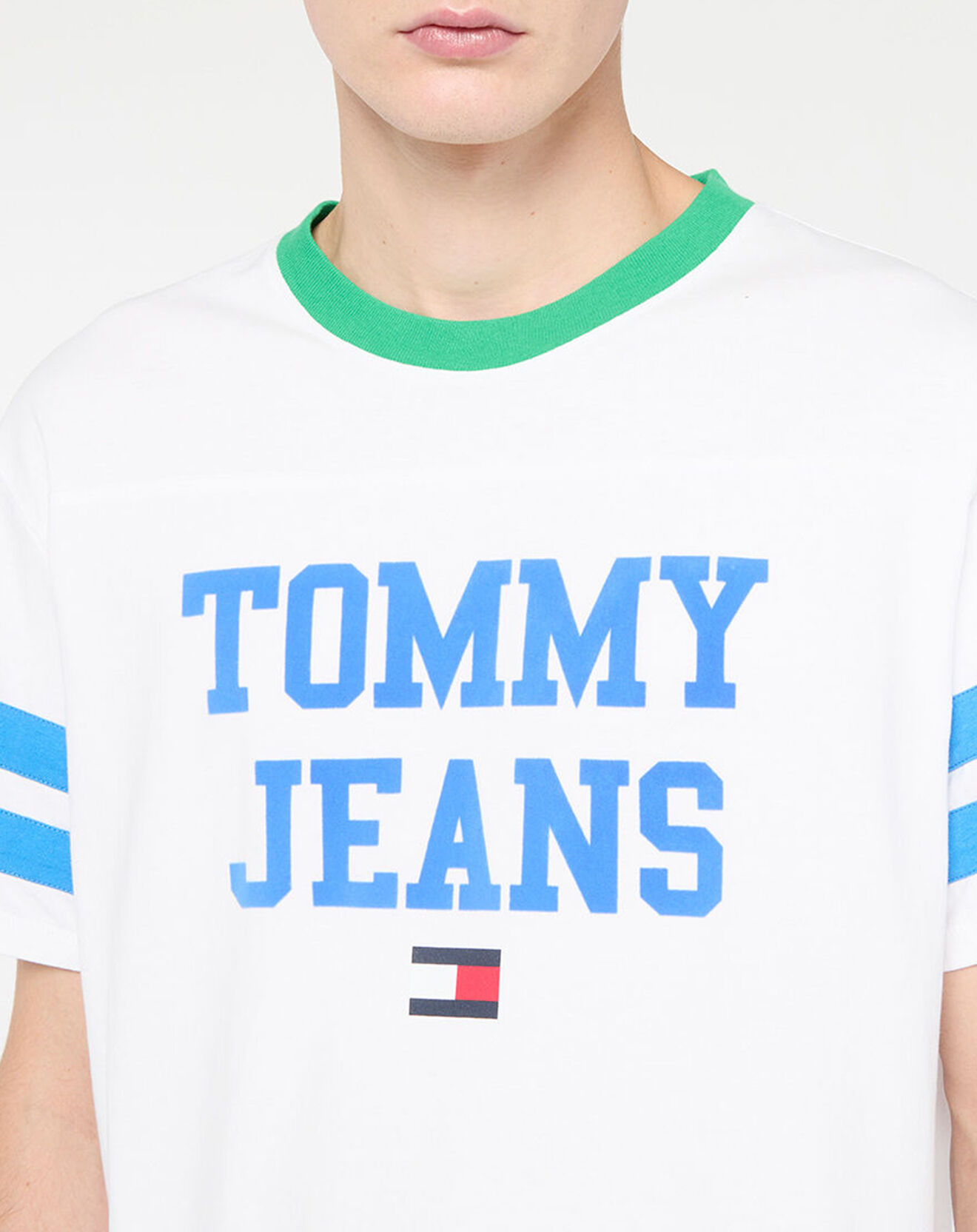 Tommy Jeans T-Shirt Ringer blanc/bleu