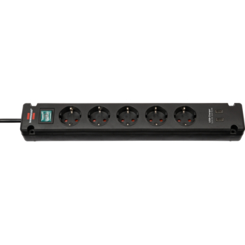 Brennenstuhl Stekkerdoos 5-voudig   2 USB-C 3 Meter Zwart