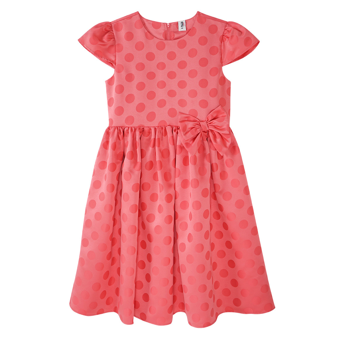 Yigga Festliches Mädchen Kleid mit Punkte-Allover pink
