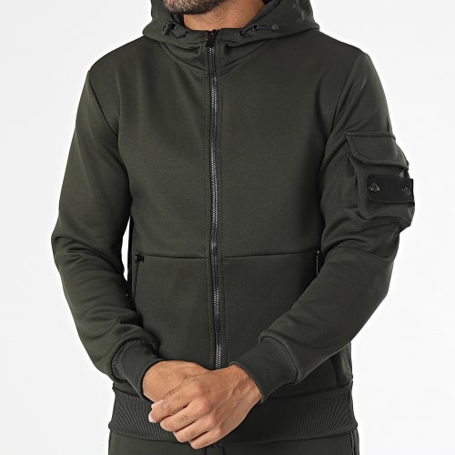 Ensemble Veste Zippée Et Pantalon Cargo Vert Kaki