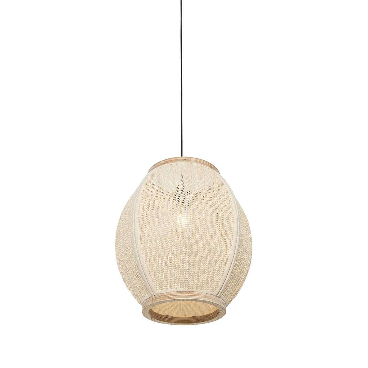 Oosterse hanglamp naturel stof 35 cm - Rob
